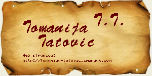 Tomanija Tatović vizit kartica